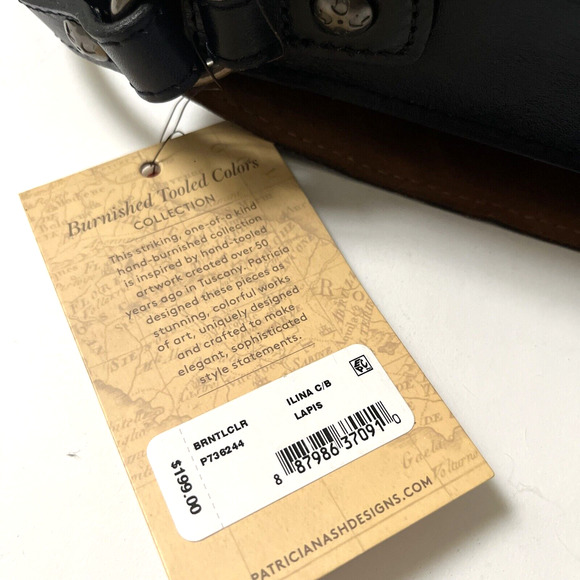 NWT Original PATRICIA NASH Ilina Flap Crossbody Bag Tooled Leather Lapis Blue - Picture 5 of 10